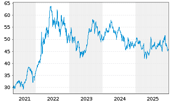 Chart BNP Paribas Issuance B.V. ETC RICI Index - 5 Jahre