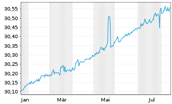 Chart Xtr.IEXtr.Fl.Rate Not.Act.ETF Reg.Shs 1C EUR Acc. - 1 Year