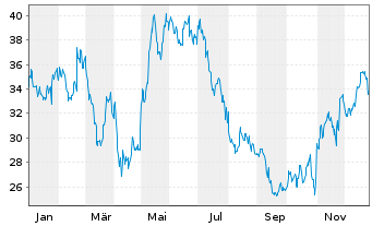 Chart BJ's Restaurants Inc. - 1 Jahr