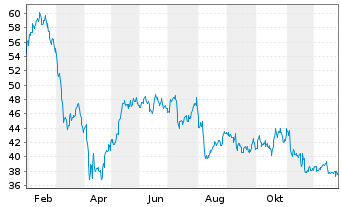 Chart Dynatrace Inc. - 1 Jahr