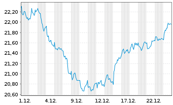 Chart Warehouses De Pauw S.C.A. - 1 Monat