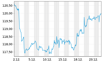 Chart Frankf.Aktienfond.f.Stiftungen Inhaber-Anteile A - 1 Monat