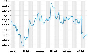 Chart iShs II-MSCI Turkey UCITS ETF - 1 Monat