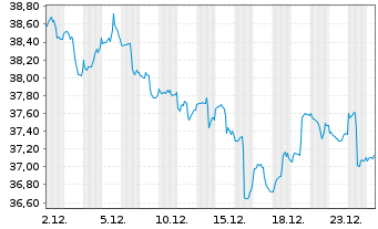 Chart iShares Inc.-MSCI BRIC Index - 1 Monat